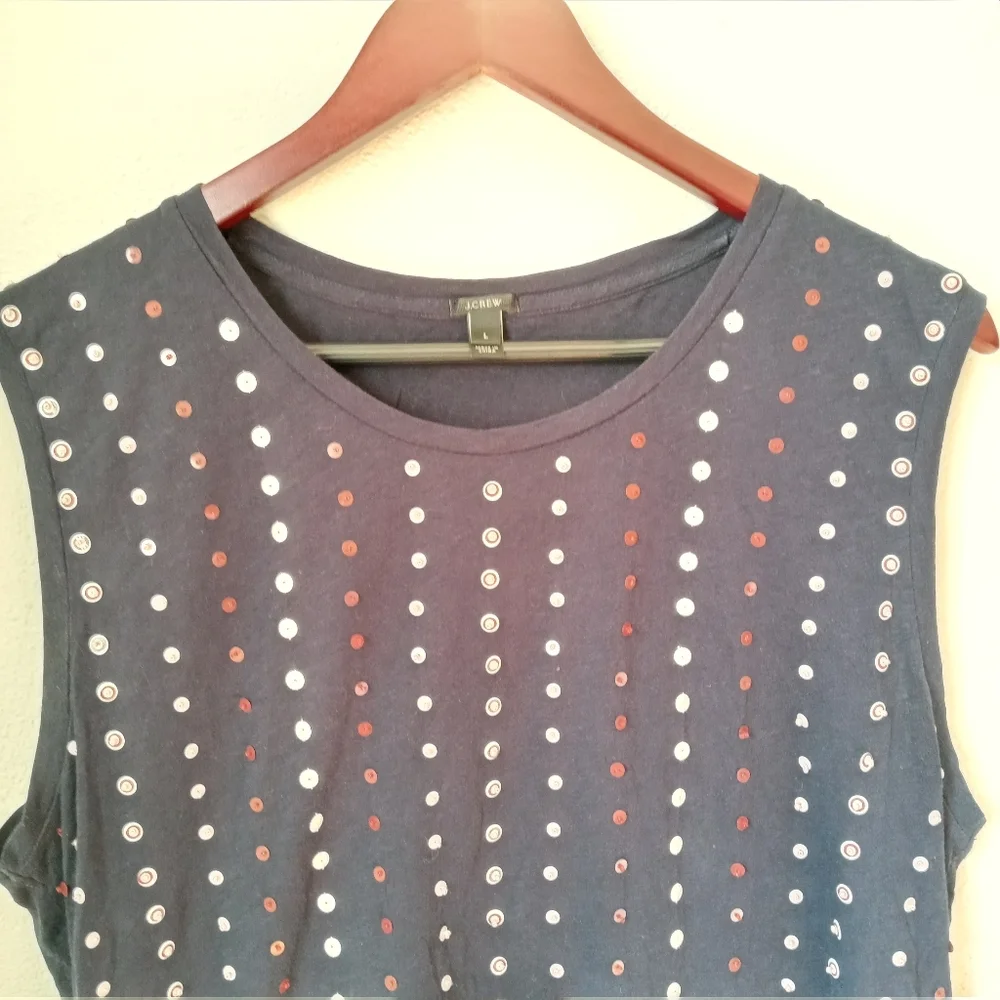 J.Crew L Blue Sequin Detail Muscle Top